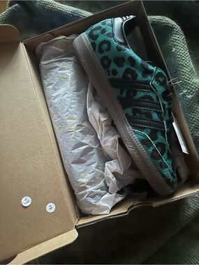 adidas Teal and Black Leopard Print  Sneakers